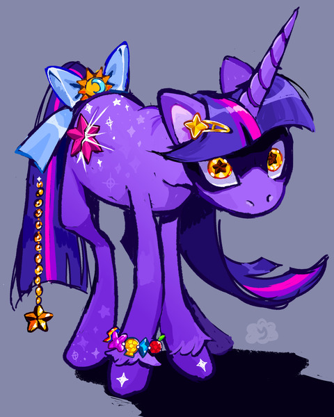 Size: 2000x2500 | Tagged: safe, artist:cracklewink, derpibooru import, twilight sparkle, pony, unicorn, g4, alternate accessories, alternate cutie mark, alternate eye color, antagonist, bad end, bangs, blue bow, bow, bracelet, brown pupils, coat markings, colored pinnae, colored pupils, element of generosity, element of honesty, element of kindness, element of laughter, element of loyalty, element of magic, elements of harmony, evil twilight, female, friendship bracelet, glow, glowing eyes, golden eyes, gray background, hair accessory, hairclip, high res, horn, image, implied applejack, implied fluttershy, implied pinkie pie, implied princess celestia, implied princess luna, implied rainbow dash, implied rarity, jewelry, jpeg, lanky, leaning forward, leg markings, long horn, long legs, long mane, long tail, looking at you, mane accessory, mare, no mouth, purple coat, shadow, shiny mane, signature, simple background, skinny, solo, star hairpin, star mark, staring into your soul, starry coat, starry eyes, starry legs, stars, straight mane, straight tail, tail, tail accessory, tail bow, tall, thin, this did not end well, three toned mane, three toned tail, unicorn horn, unicorn twilight, unshorn fetlocks, wall of tags, wingding eyes, yellow eyes