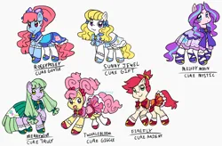 Size: 2026x1331 | Tagged: safe, artist:serasugee, derpibooru import, oc, unofficial characters only, earth pony, pony, unicorn, chibi, clothes, group, horn, image, magical girl, png, precure, pretty cure