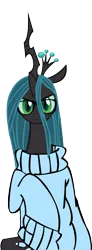 Size: 495x1345 | Tagged: safe, artist:rave, queen chrysalis, changeling, changeling queen, /mlp/, 4chan, clothes, dork, dorkalis, drawthread, female, frown, glasses, image, looking at you, png, queen chrysalis is not amused, show accurate, simple background, solo, sweater, transparent background, unamused