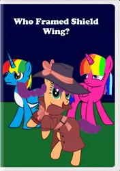 Size: 900x1278 | Tagged: safe, artist:disneyponyfan, derpibooru import, sunny starscout, oc, oc:rainbow sparkle, oc:shield wing, unofficial characters only, alicorn, earth pony, g4, g5, alicorn oc, clothes, detective, detective sunny, fedora, female, hat, horn, image, male, png, trenchcoat, who framed roger rabbit, wings