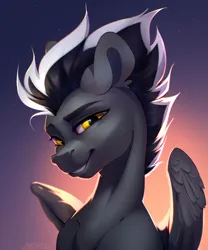 Size: 2500x3000 | Tagged: safe, artist:mithriss, derpibooru import, oc, unofficial characters only, pegasus, pony, bust, image, looking at you, male, png, portrait, smiling, smiling at you, solo, stallion, wings