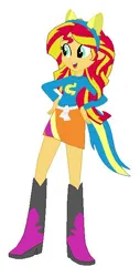 Size: 328x647 | Tagged: safe, derpibooru import, sunset shimmer, human, equestria girls, g4, boots, clothes, helping twilight win the crown, high heel boots, image, jpeg, shirt, shoes, simple background, skirt, solo, sweater, white background