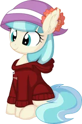 Size: 5320x7989 | Tagged: safe, artist:cyanlightning, derpibooru import, edit, coco pommel, earth pony, pony, g4, .svg available, absurd resolution, canada, clothes, cocobetes, cute, ear fluff, female, hat, hoodie, image, mare, meme, png, simple background, sitting, solo, transparent background, vector