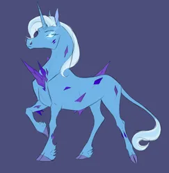 Size: 1716x1764 | Tagged: semi-grimdark, artist:witherslayer73, derpibooru import, trixie, pony, species:crystallized, unicorn, alternate universe, corrupted, crystal, female, glow, glowing eyes, hooves, horn, image, infinite eclipse, mare, png, solo