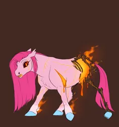 Size: 1499x1591 | Tagged: grimdark, alternate version, artist:witherslayer73, derpibooru import, pinkie pie, pony, species:molten, corrupted, female, glow, glowing eyes, horror, image, infinite eclipse, lava, mare, melting, png, ribs