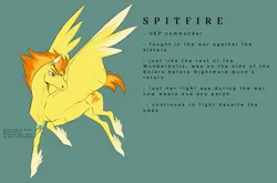 Size: 2265x1493 | Tagged: safe, artist:witherslayer73, derpibooru import, spitfire, pegasus, pony, alternate universe, female, image, infinite eclipse, mare, png, solo, story included, text