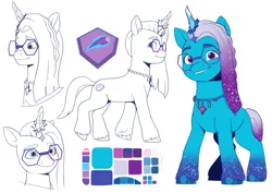 Size: 4132x2919 | Tagged: safe, artist:daisy_marshmallow, derpibooru import, g5, auroricorn, comet (g5), cutie mark, image, jewelry, necklace, png, reference sheet, simple background, white background