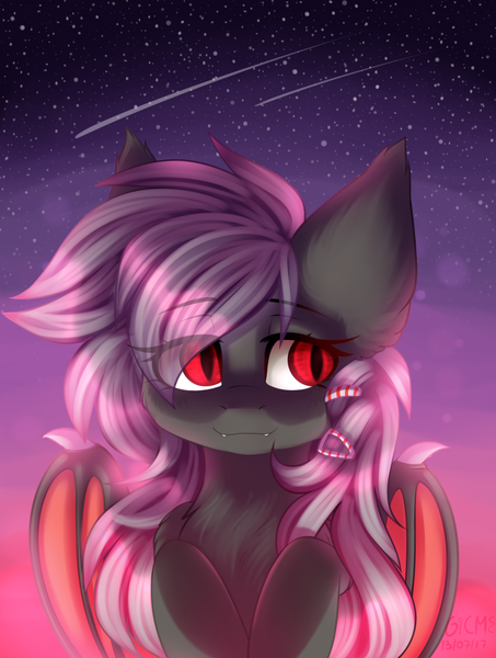 Size: 1509x2000 | Tagged: safe, derpibooru import, oc, oc:dusty fang, bat pony, feral, image, png, white mane