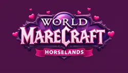 Size: 1344x768 | Tagged: safe, ai content, derpibooru import, generator:flux.1 dev, machine learning generated, ponified, pony, image, jpeg, logo, no pony, parody, prompter:siber, purple background, simple background, warcraft, world of warcraft