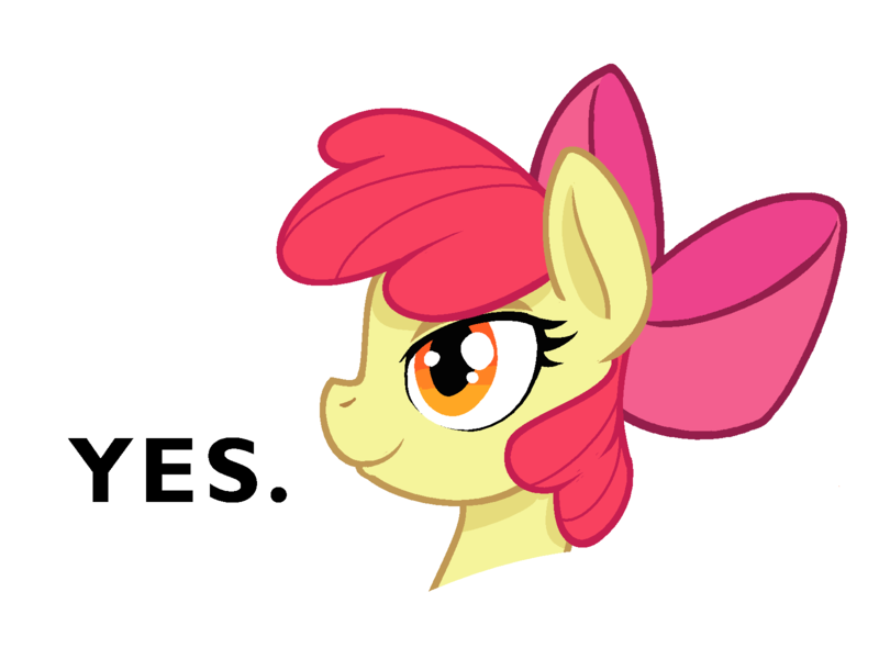 Size: 1600x1200 | Tagged: safe, artist:darkdoomer, ponerpics import, apple bloom, pony, bust, chad, colored, flat colors, image, meme, png, portrait, simple background, solo, white background, yes