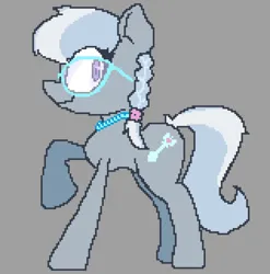 Size: 1590x1610 | Tagged: safe, artist:foxtrnal, derpibooru import, silver spoon, earth pony, pony, female, filly, foal, glasses, happy, image, pixel-crisp art, png, simple background, solo, solo female