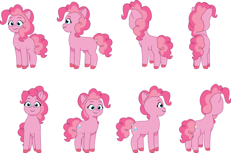 Size: 4238x2809 | Tagged: safe, artist:prixy05, derpibooru import, pinkie pie, earth pony, pony, g4, g5, my little pony: tell your tale, female, g4 to g5, generation leap, image, mare, png, simple background, solo, turnaround, white background