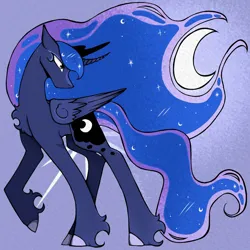 Size: 1000x1000 | Tagged: safe, artist:desmdc_, derpibooru import, princess luna, alicorn, pony, g4, chest fluff, crown, ethereal mane, ethereal tail, female, fetlock tuft, folded wings, full body, hoof fluff, horn, image, jewelry, mare, moon, png, regalia, solo, tail, wings