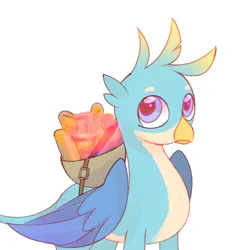 Size: 1210x1248 | Tagged: safe, artist:aureate serene, derpibooru import, gallus, gryphon, bread, colored wings, derpibooru exclusive, food, honey, image, male, png, purple eyes, wings, younger