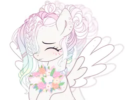 Size: 4904x3912 | Tagged: safe, artist:olivi, derpibooru import, oc, unofficial characters only, pegasus, pony, adoptable, character, cute, flower, image, pastel, png, solo