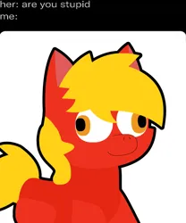 Size: 772x930 | Tagged: safe, derpibooru import, oc, oc:fez, unofficial characters only, earth pony, pony, pony town, her are you stupid me, image, meme, meme redraw, png, redraw, solo