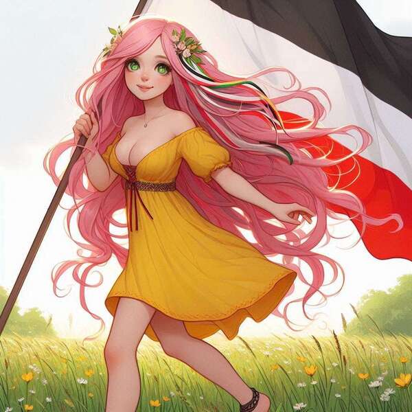 Size: 1024x1024 | Tagged: safe, ai content, derpibooru import, machine learning generated, fluttershy, equestria girls, g4, generator:bing image creator, generator:dall-e 3, german, image, imperial german flag, jpeg, world war i