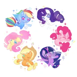 Size: 750x750 | Tagged: source needed, safe, artist:guagua723, derpibooru import, applejack, fluttershy, pinkie pie, rainbow dash, rarity, twilight sparkle, earth pony, image, mane six, png, solo