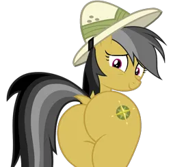 Size: 1191x1163 | Tagged: safe, artist:shieldwingarmorofgod, derpibooru import, daring do, pegasus, g4, butt, female, hat, image, pith helmet, png, simple background, transparent background, vector