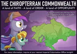 Size: 4242x3000 | Tagged: safe, artist:moonatik, derpibooru import, bat pony, pony, equestria at war mod, alternate timeline, chiropterra, cowboy hat, female, foal, hat, image, mare, mother and child, mother and daughter, new lunar millennium, nightmare takeover timeline, png, ponytail, poster, propaganda poster