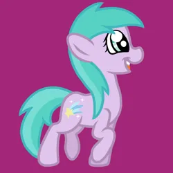 Size: 768x768 | Tagged: safe, artist:nintendoponies, derpibooru import, earth pony, pony, g4, aura (g4), aurabetes, background pony, cute, female, filly, foal, image, magenta background, open mouth, open smile, png, raised hoof, raised leg, simple background, smiling, solo