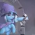 Size: 1431x1432 | Tagged: safe, alternate version, artist:colochenni, trixie, ponified, pony, /mlp/, 4chan, agents of fortune, blue oyster cult, cape, clothes, cover art, drawthread, female, hat, hoof hold, image, looking at you, magnetic hooves, mare, png, rearing, signature, smiling, solo, trixie's cape, trixie's hat