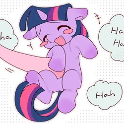 Size: 1024x1024 | Tagged: safe, artist:凨凨, derpibooru import, pinkie pie, twilight sparkle, earth pony, pony, unicorn, g4, bellyrubs, blush sticker, blushing, cute, eyes closed, female, giggling, horn, image, lying down, mare, on back, open mouth, open smile, outline, patterned background, png, smiling, speech bubble, tickling, twiabetes, white outline