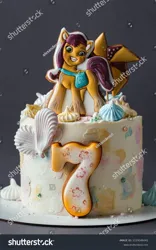 Size: 1001x1600 | Tagged: safe, artist:alexanderon, derpibooru import, sunny starscout, pony, g5, 7, cake, faic, female, food, gingerbread (food), image, irl, jpeg, mare, nightmare fuel, obtrusive watermark, ominous description, photo, scary, seven, shutterstock, solo, stock image, terrifying, uncanny valley, unintentionally creepy, watermark, wtf