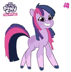 Size: 563x570 | Tagged: safe, artist:oljapisanik, derpibooru import, twilight sparkle, earth pony, pony, g4, g5, earth pony twilight, female, g4 to g5, g5 concept leaks, generation leap, image, jpeg, mare, my little pony logo, race swap, simple background, solo, twilight sparkle (g5 concept leak), white background