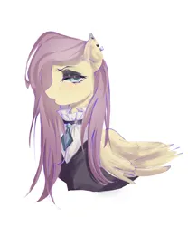 Size: 2000x2404 | Tagged: safe, artist:qianjibahe, derpibooru import, fluttershy, pegasus, pony, bust, clothes, female, fluttergoth, image, mare, png, portrait, simple background, solo, white background