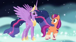 Size: 828x460 | Tagged: safe, artist:naomy0927, derpibooru import, princess twilight 2.0, sunny starscout, twilight sparkle, twilight sparkle (alicorn), alicorn, g4, g5, magical mystery cure, the last problem, alternate universe, female, image, jpeg, older, older twilight, older twilight sparkle (alicorn), princess celestia's special princess making dimension, sunny and her heroine