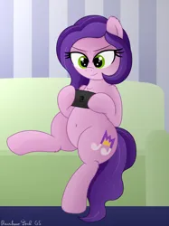 Size: 3016x4032 | Tagged: safe, artist:rainbowšpekgs, derpibooru import, pipp petals, pegasus, pony, g5, adorapipp, belly, belly button, chest fluff, couch, cute, female, gamer, image, mare, nintendo, nintendo switch, png, sitting, smiling, wingless