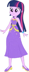 Size: 622x1533 | Tagged: safe, artist:tylerajohnson352, derpibooru import, twilight sparkle, human, equestria girls, equestria girls series, g4, pinkie pie: snack psychic, bare shoulders, bracelet, clothes, clothes swap, dress, female, gold trim, high heels, image, jewelry, my little pony equestria girls: better together, necklace, png, purple dress, shoes, simple background, sleeveless, sleeveless dress, solo, strapless, strapless dress, transparent background, vector