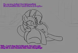 Size: 2500x1700 | Tagged: suggestive, artist:bestponies, derpibooru import, rarity, twilight sparkle, changeling, pony, unicorn, g4, belly, big belly, butt, canterlot, dialogue, digestion, female, horn, huge butt, image, implied twilight sparkle, instant digestion, jpeg, large butt, lying down, magic, mare, mare pred, offscreen character, raripred, rearity, same size vore, stomach noise, the ass was fat, unicorn twilight, unwilling prey, vore