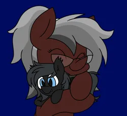 Size: 2949x2695 | Tagged: safe, artist:derpyalex2, derpibooru import, oc, oc:duncan cutler, oc:lunaria light, unofficial characters only, bat pony, earth pony, pony, bat pony oc, bat wings, commission, cuddling, digital art, glasses, hug, image, plushie, png, ponytail, simple background, wings, ych result