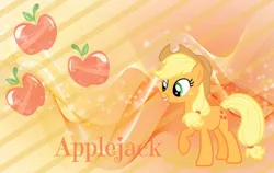 Size: 600x380 | Tagged: safe, artist:hatsunepie, artist:shelmo69, artist:zaeinn, derpibooru import, applejack, earth pony, pony, g4, applejack's hat, cowboy hat, cutie mark, female, hat, image, jpeg, mare, raised hoof, wallpaper