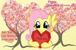 Size: 1280x854 | Tagged: safe, artist:galekz, artist:hatsunepie, derpibooru import, fluttershy, pegasus, pony, g4, cute, female, heart, hearts and hooves day, holiday, hoof hold, i love you, image, jpeg, love, mare, shyabetes, valentine, valentine's day, valentine's day card, wallpaper