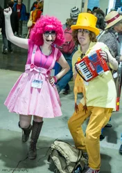 Size: 3264x4642 | Tagged: safe, artist:xen photography, derpibooru import, cheese sandwich, pinkie pie, human, g4, accordion, anime boston, anime boston 2014, clothes, cosplay, costume, groucho mask, high res, image, irl, irl human, jpeg, musical instrument, photo, rubber chicken, tongue out