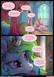 Size: 5000x7148 | Tagged: safe, artist:baban illustration, artist:lummh, derpibooru import, princess cadance, princess celestia, prismia, alicorn, pony, comic:the princess of love, absurd resolution, comic, female, filly, foal, image, mare, overheard, png, speech bubble, worried