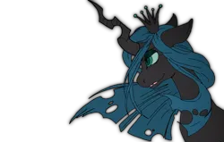 Size: 1340x850 | Tagged: safe, artist:kikuri-tan, color edit, colorist:anonymous, edit, queen chrysalis, changeling, changeling queen, /mlp/, 4chan, colored, drawthread, female, floppy ears, image, lidded eyes, paint.net, png, profile, simple background, slit eyes, solo, transparent background, wind, windswept mane