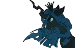 Size: 1340x850 | Tagged: safe, artist:kikuri-tan, color edit, colorist:anonymous, edit, queen chrysalis, changeling, changeling queen, /mlp/, 4chan, colored, drawthread, female, floppy ears, image, lidded eyes, photoshop, png, profile, simple background, slit eyes, solo, transparent background, wind, windswept mane