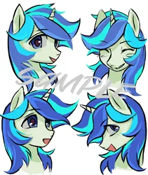 Size: 3200x3800 | Tagged: safe, artist:qianjibahe, derpibooru import, oc, unofficial characters only, pony, unicorn, bust, horn, image, jpeg, sample, simple background, solo, watermark, white background