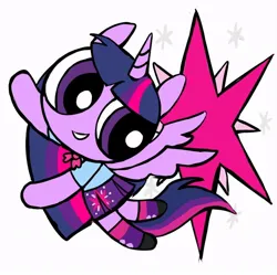 Size: 750x746 | Tagged: safe, artist:qianjibahe, derpibooru import, twilight sparkle, twilight sparkle (alicorn), alicorn, anthro, g4, clothes, female, image, jpeg, school uniform, solo, style emulation, the powerpuff girls