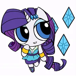 Size: 742x738 | Tagged: safe, artist:qianjibahe, derpibooru import, rarity, anthro, unicorn, g4, clothes, female, horn, image, jpeg, solo, style emulation, the powerpuff girls