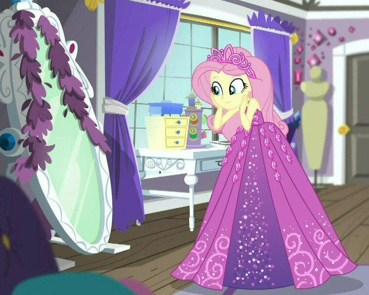 Size: 1012x809 | Tagged: safe, derpibooru import, edit, edited screencap, screencap, fluttershy, human, costume conundrum, equestria girls, equestria girls series, g4, spoiler:eqg series (season 2), beautiful, clothes, costume conundrum: rarity, cropped, cute, dress, female, flutterbeautiful, gown, hand on face, image, jewelry, jpeg, mirror, my little pony equestria girls: choose your own ending, princess costume, princess fluttershy, rarity's bedroom, shyabetes, sleeveless, smiling, solo, tiara