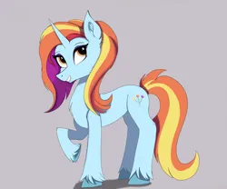 Size: 6000x5000 | Tagged: safe, artist:tempestshine, derpibooru import, sassy saddles, pony, unicorn, g4, cutie mark, female, gray background, horn, image, mare, no clothes, png, simple background, solo, unshorn fetlocks