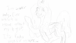 Size: 1920x1080 | Tagged: safe, artist:anonymous, queen chrysalis, changeling, changeling queen, /mlp/, 4chan, cheeselegs, dialogue, drawthread, female, image, jpeg, monochrome, open mouth, pun, rearing, simple background, sketch, solo, white background