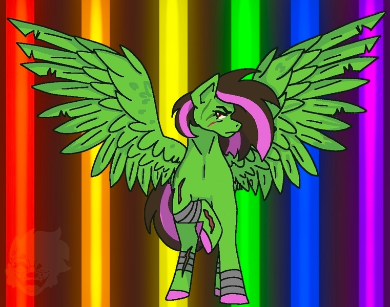 Size: 1063x838 | Tagged: safe, artist:mamashoob, derpibooru import, oc, android, pegasus, robot, fanfic:rainbow factory, brown, fanfic art, green, image, jpeg, pink, sfw, short mane