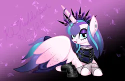 Size: 5100x3300 | Tagged: safe, artist:kelseyleah, derpibooru import, princess flurry heart, alicorn, pony, goth, image, jpeg, lying down, older, princess emo heart, prone, solo