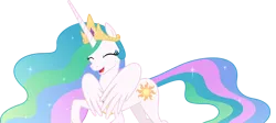 Size: 1782x800 | Tagged: artist needed, safe, derpibooru import, princess celestia, alicorn, pony, cute, female, giggling, high res, image, mare, png, show accurate, simple background, smiling, solo, transparent, transparent background, vector